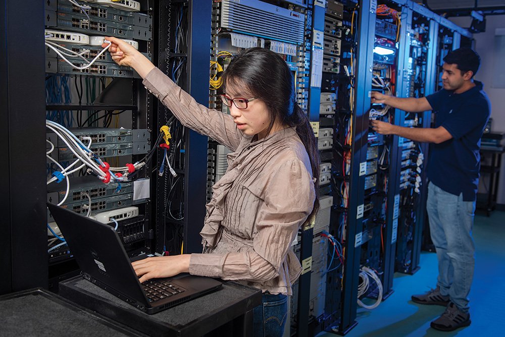 Collin College Students Practicing Computer Networking Skills