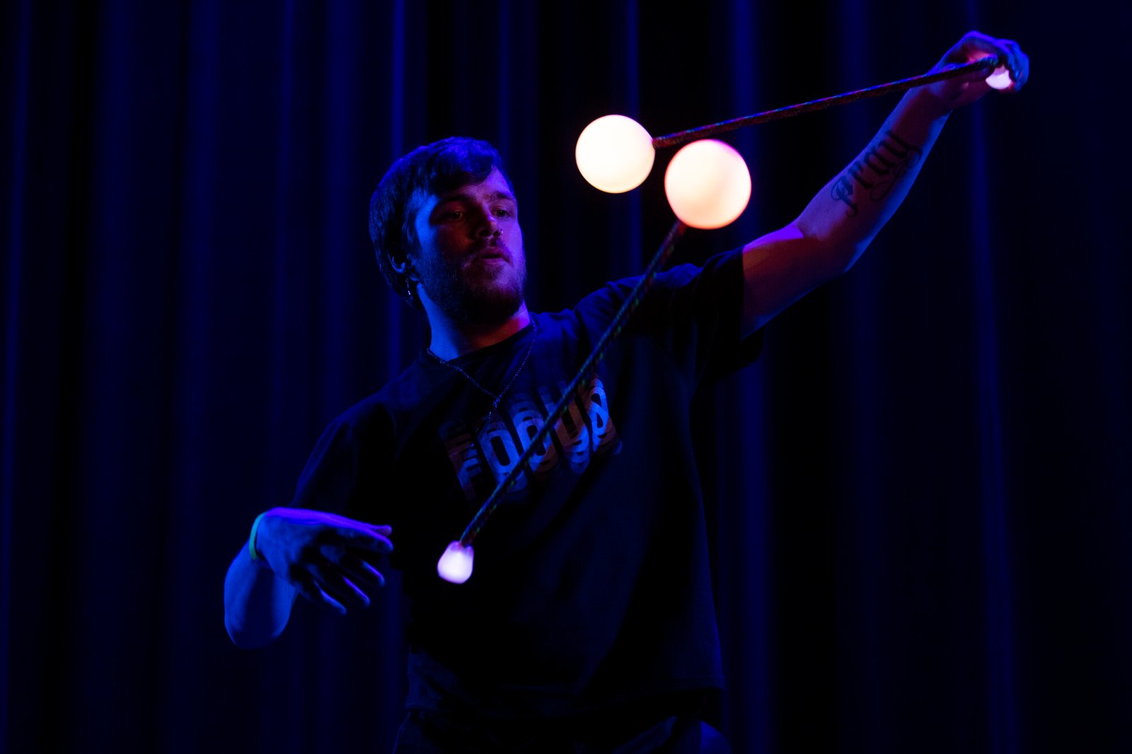Caleab Hutto performs a flow arts routine during Collin's Got Talent 2021.