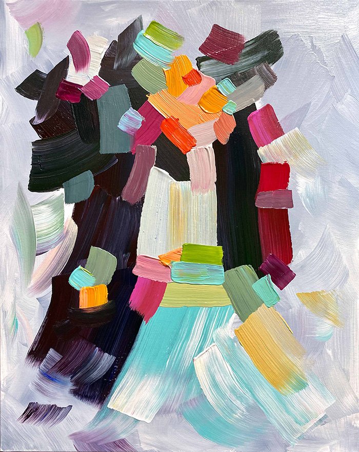 Jennifer Seibert, Embrace, acrylic on canvas, 24”x36”, 2022