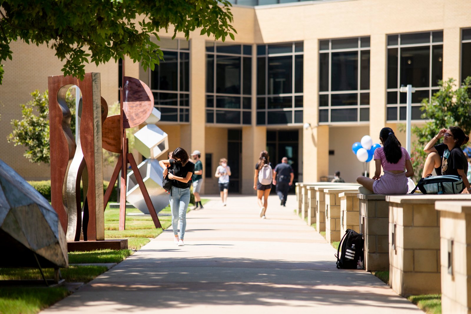 Students at the Frisco Campus on the First Day of Classes.